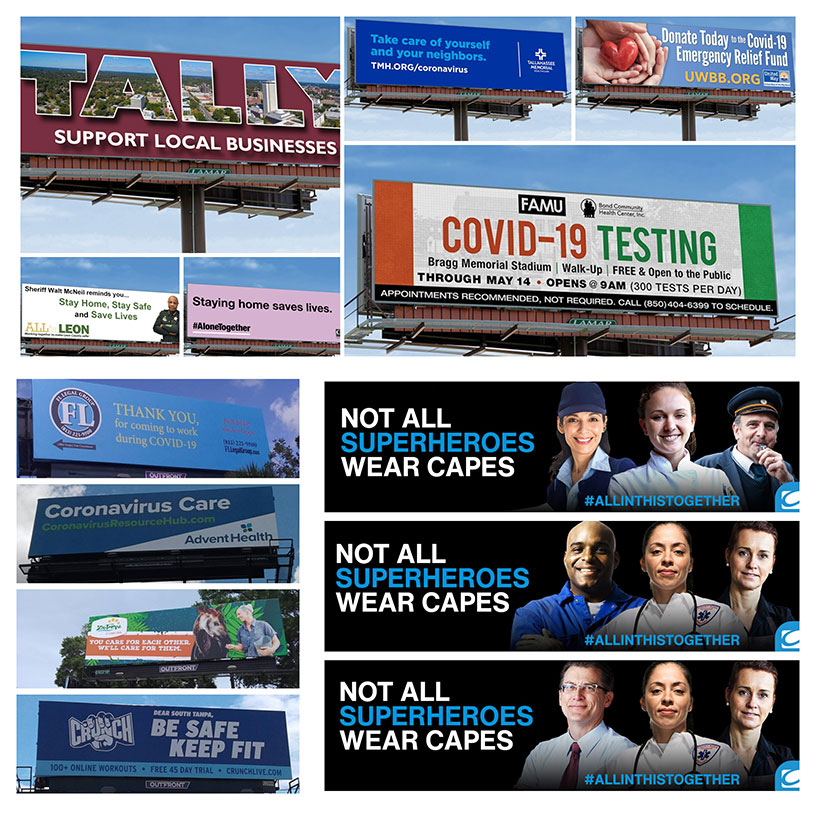 images of COVID-19-related billboards